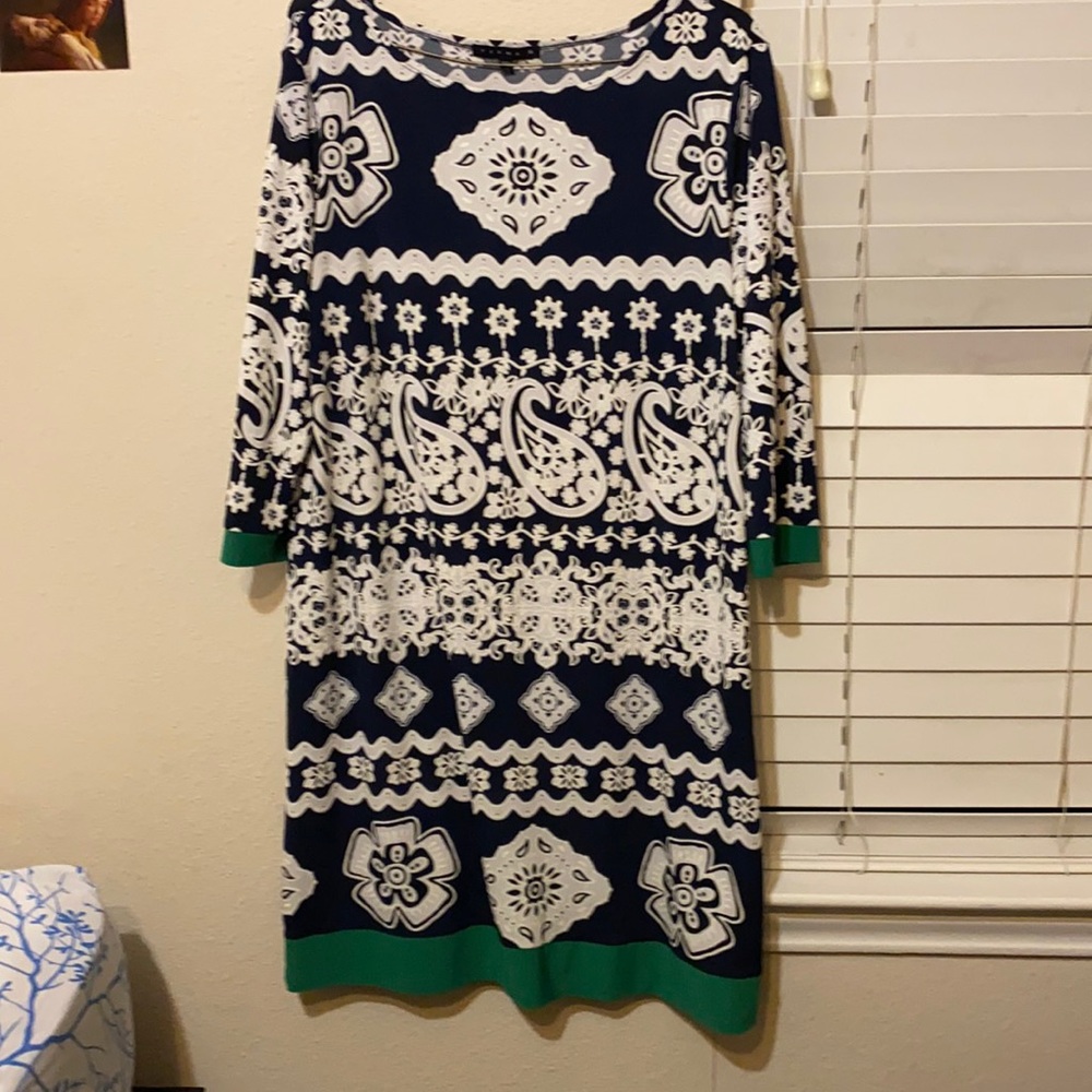 Blue white midi dress